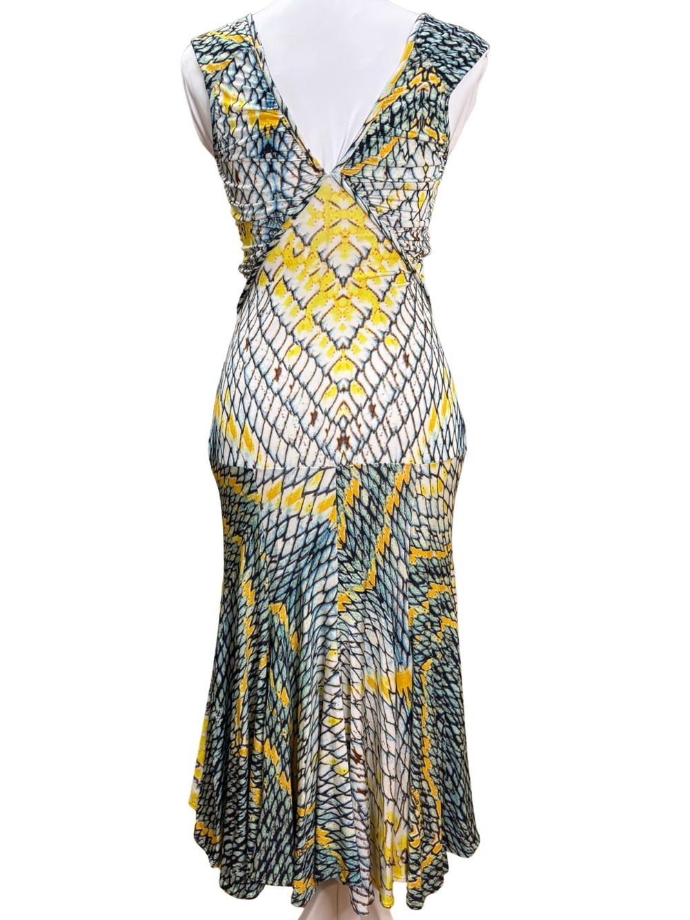 Just Cavalli Roberto Cavalli SS2008 Printed Ruched Corset Midi Dress Sz 40 - Picture 5 of 7
